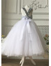 Silver Fish Scale Sequin Cross Back Flower Girl Dress